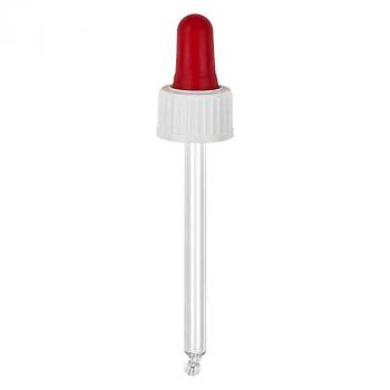 Dropper bottle 30 ml 18mm amber glass apothecary glass with glass dropper pipette white / red